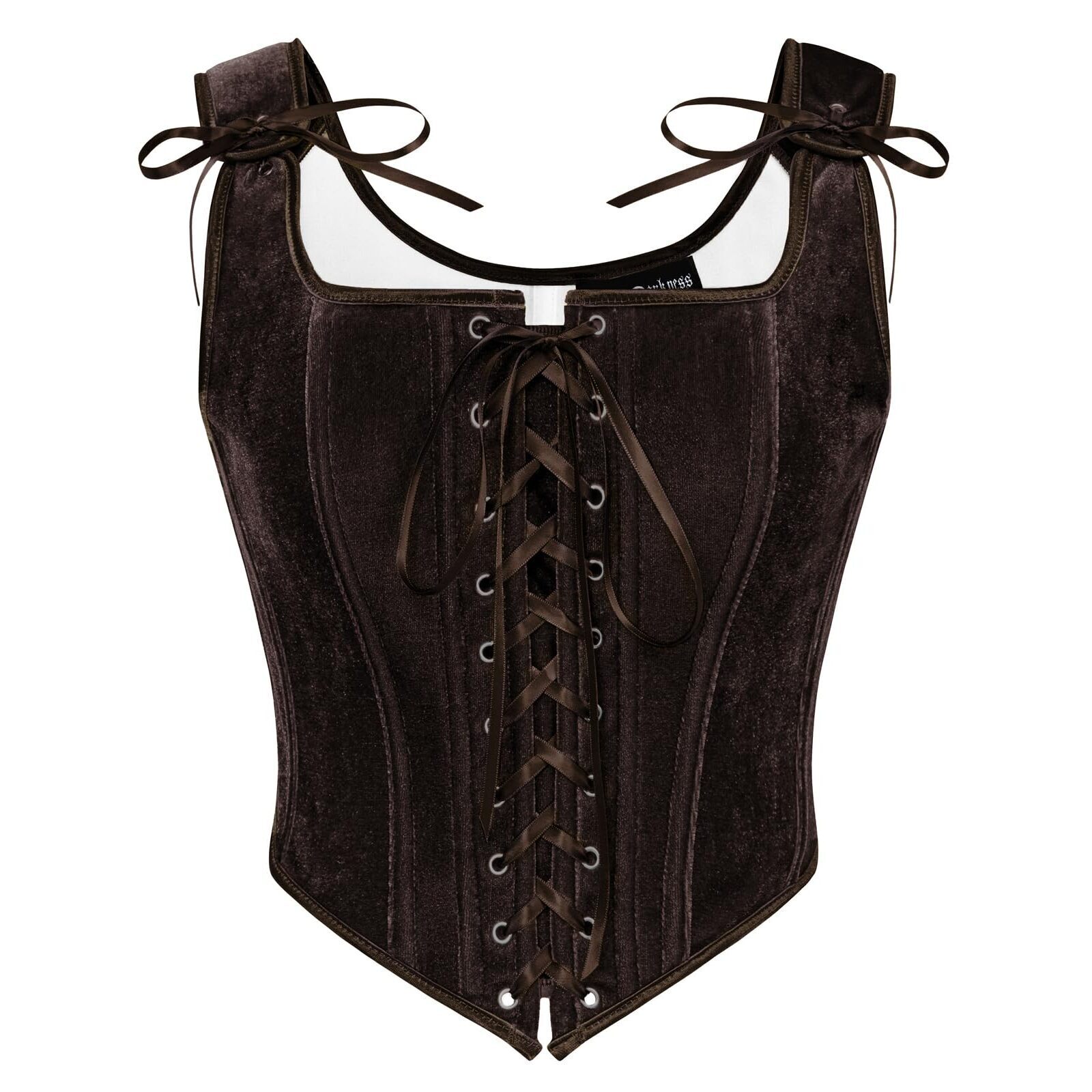 9091 Renaissance Corset Vintage Overbust Bustier Tops Lace Up Boned Bustier